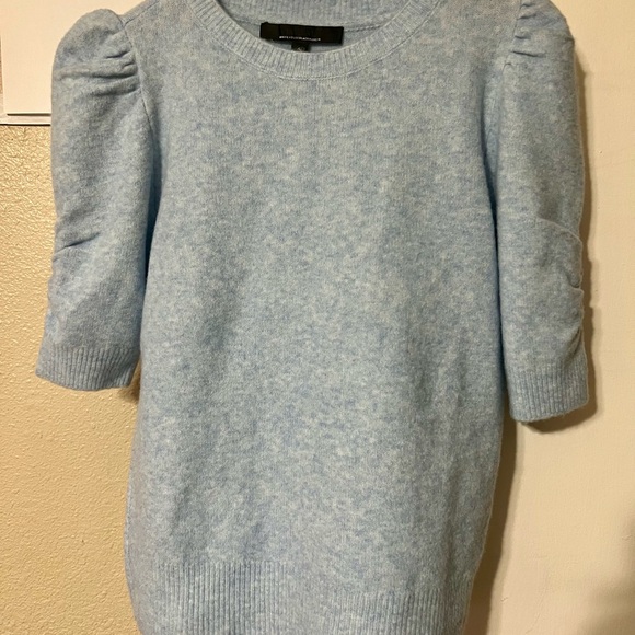 White House Black Market Sky Blue Knit Top SzS Winter Light Academia Classic - Picture 2 of 7